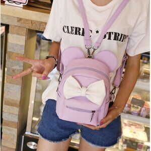 Vegan Leather Mini Mickey Violet & White Bow